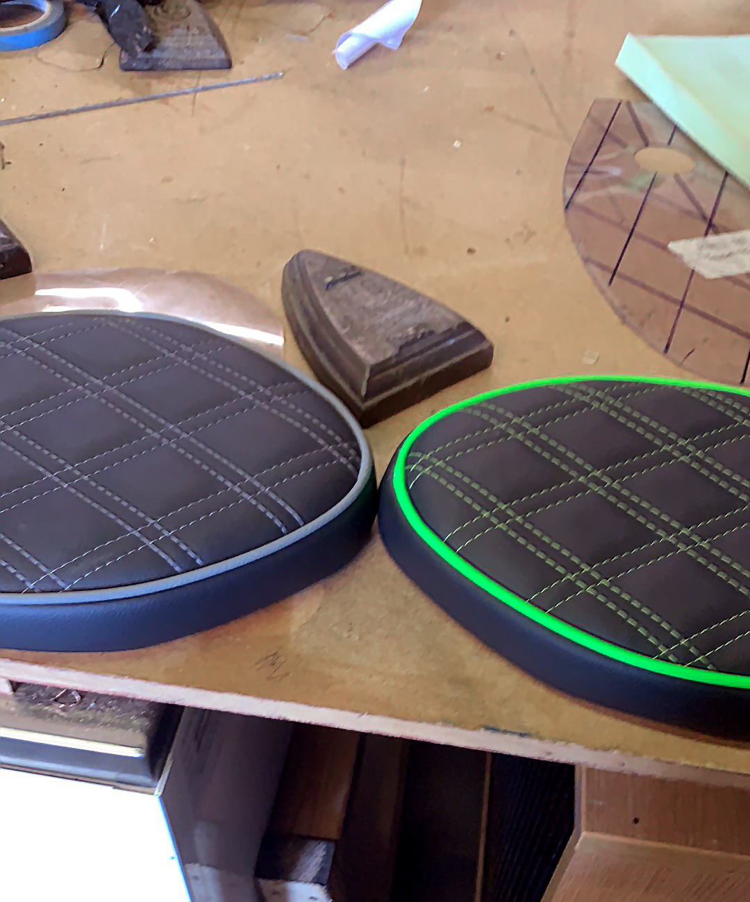 Motorcycle+seats+comparing+stitching+detail